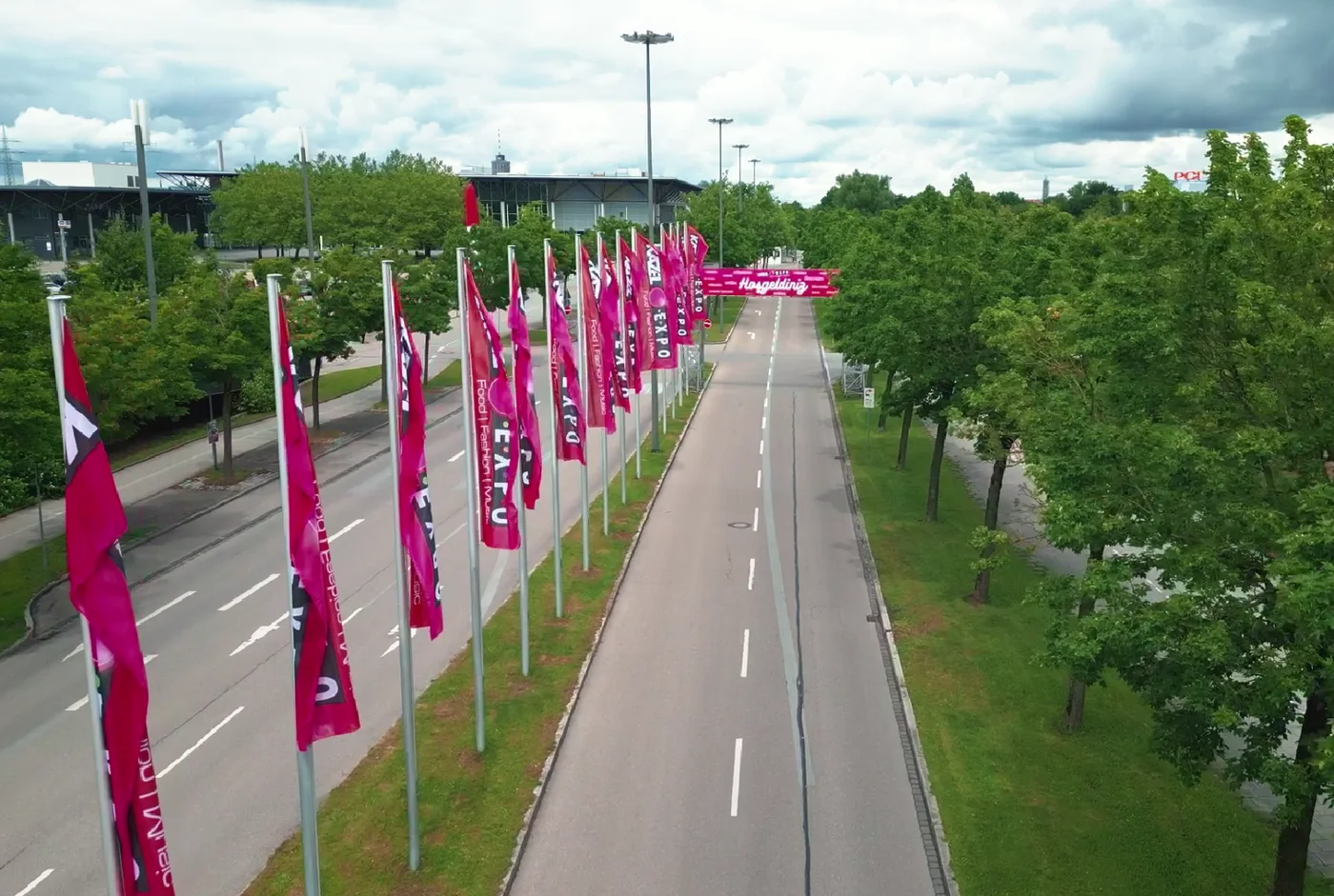 Kazel Expo flags outside an event venue